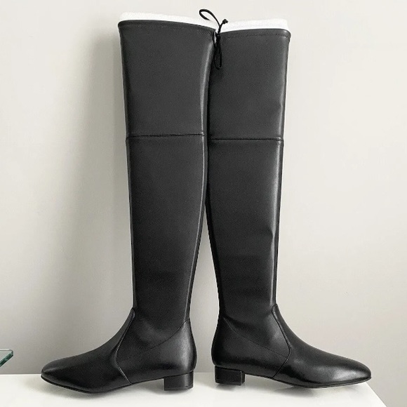 $895 Stuart Weitzman Genna 25 City Black Napa Leather Over The Knee Flat Boots 6 - Picture 6 of 16